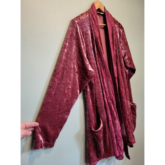 Pink Velvet Lace Mid Length Artsy Open Cardigan Topper Pockets Sz 3X - Picture 3 of 8